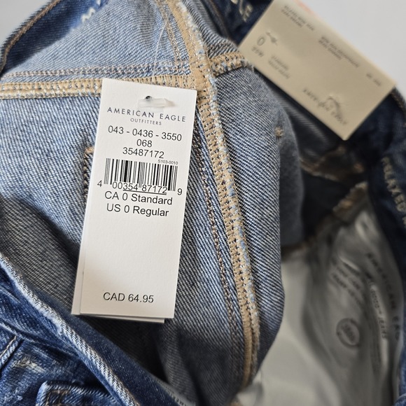 NWT American Eagle Sz 0 25W Relaxed Mom Jeans High Rise Reg Jeans - Picture 10 of 16